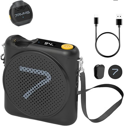 7RYMS WA2 Voice Amplifier with Wireless Lavalier Microphone, (Black)